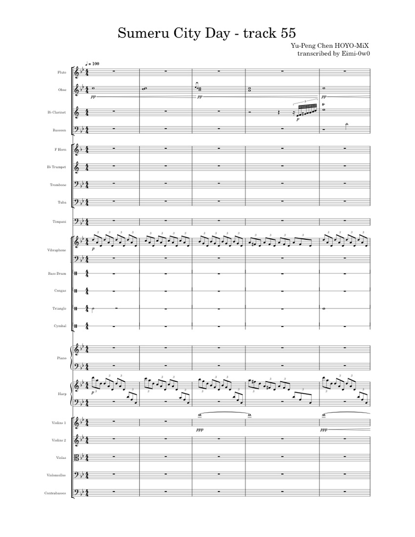Whirling of leaves and petals hoyo mix sheet music for piano
