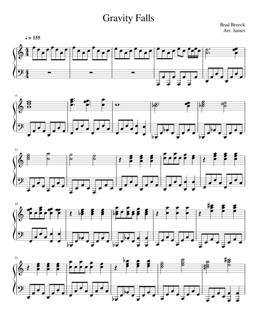 Gravity Falls Sheet music for Piano (Solo) | Musescore.com