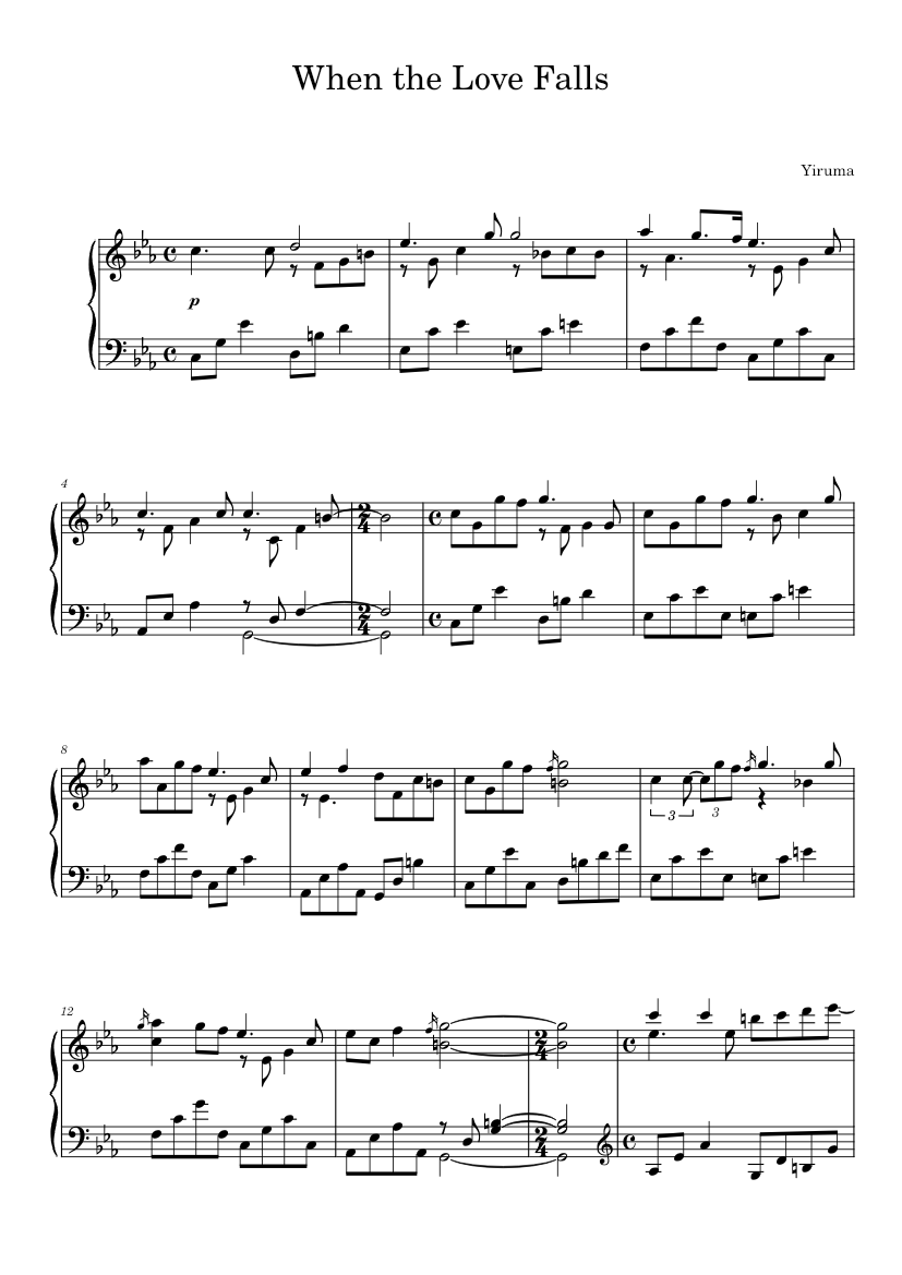 When the Love Falls Yiruma 이루마 Sheet music for Piano (Solo