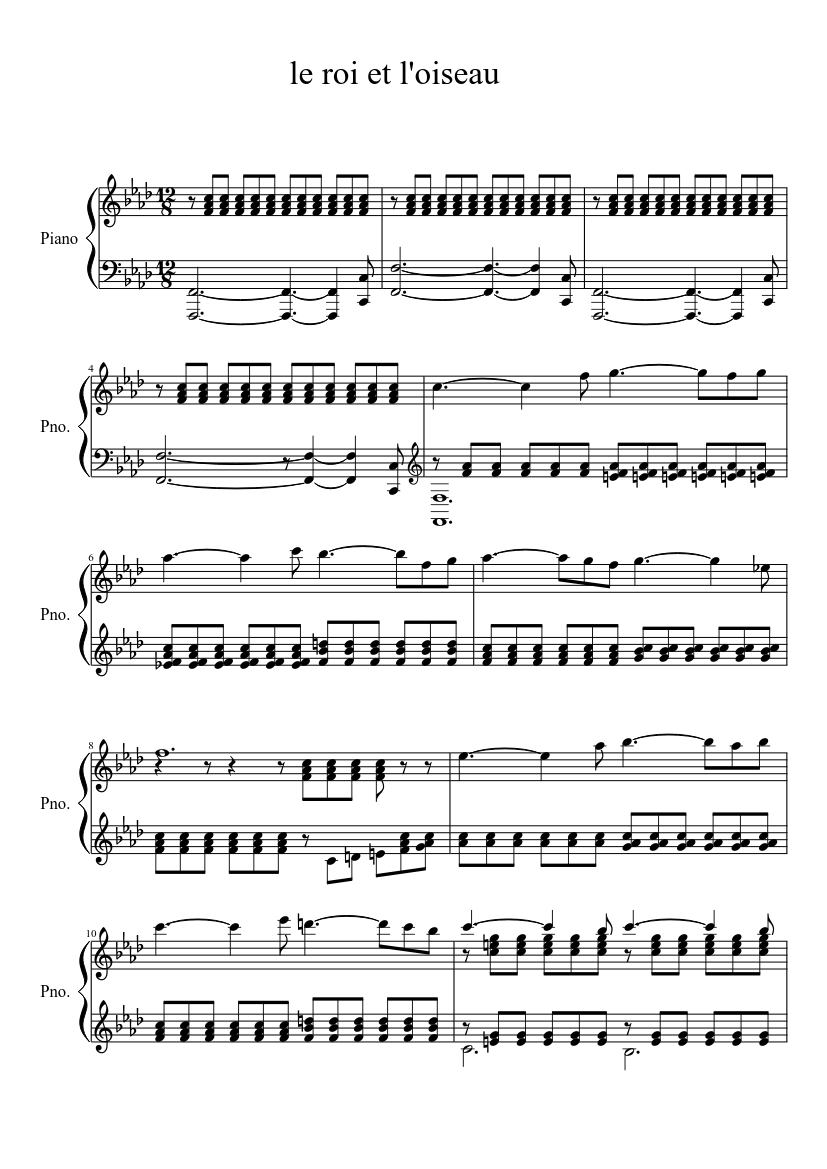 le roi et l'oiseau Sheet music for Piano (Solo) | Musescore.com