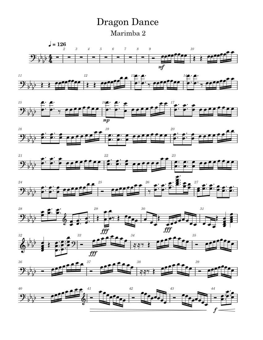 Dragon Dance Marimba 2 Sheet music for Marimba (Solo) | Musescore.com