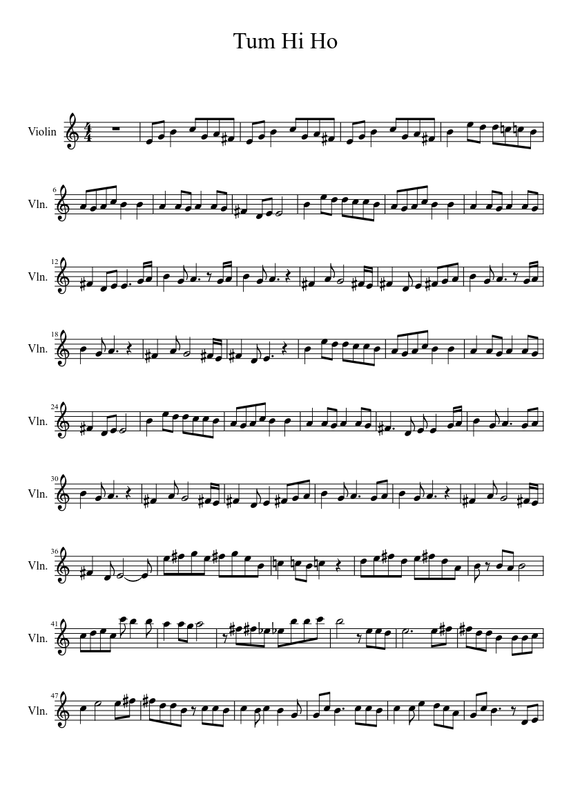 Tum Hi Ho Sheet music for Violin (Solo) | Musescore.com