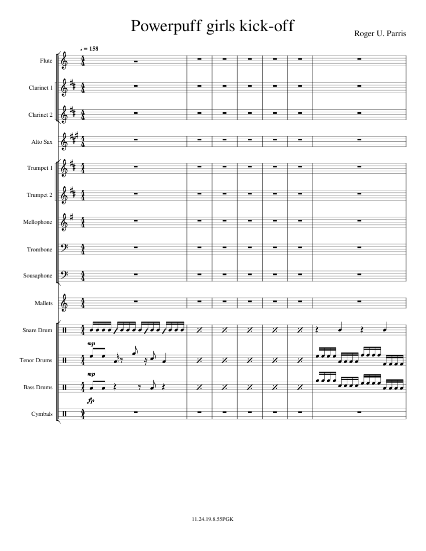Powerpuff_girls_kick-off Sheet music for Trombone, Mellophone, Flute ...