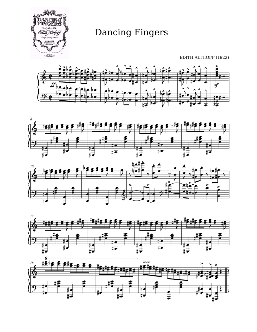 Dancing Fingers by Edith Althoff (1922) Sheet music for Piano (Solo