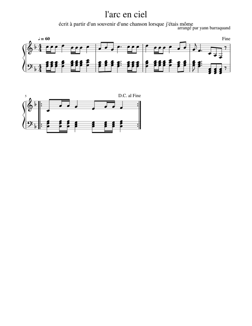 l'arc en ciel Sheet music for Piano (Solo) | Musescore.com