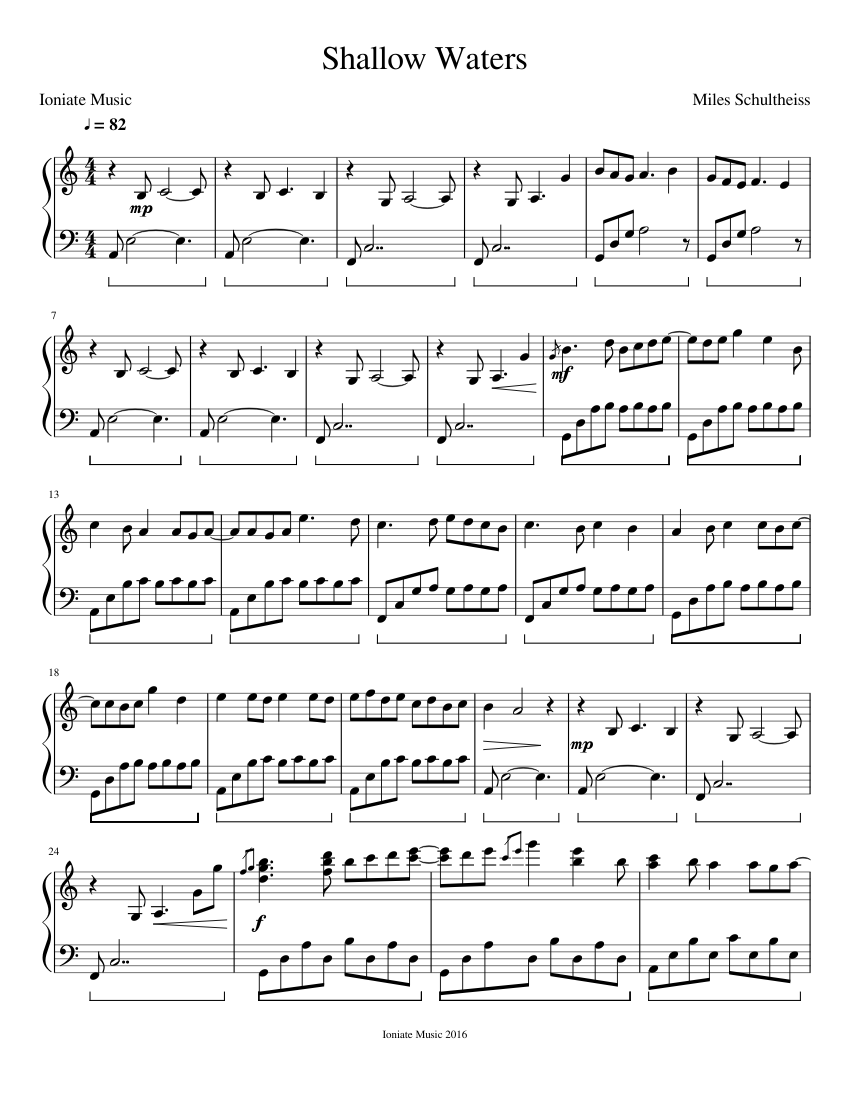 Shallow Water - original piano solo Sheet music for Piano (Solo) |  Musescore.com