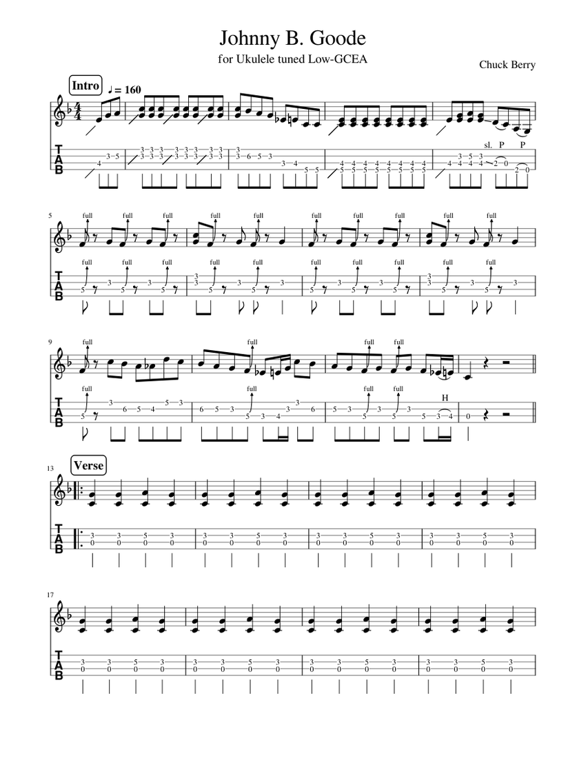 Johnny B. Goode (Ukulele) Sheet music for Ukulele (Solo)