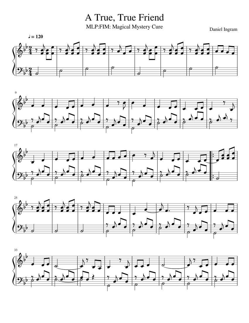 A True True Friend Sheet Music For Piano Solo Musescore Com I love the structure of it, how each of them in turn is humbled before their friends and, immediately after, gets a chance to show their strengths. a true true friend sheet music for
