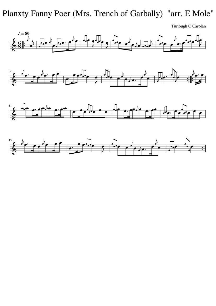 Planxty Fanny Poer (Mrs. Trench of Garbally) arr. E Mole