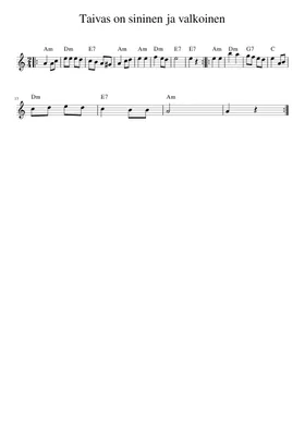 Free Taivas On Sininen Ja Valkoinen by Misc tunes sheet music | Download  PDF or print on Musescore.com