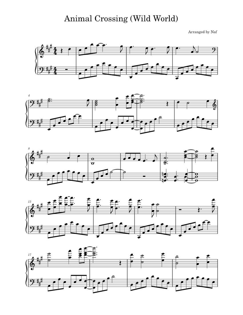 Animal Crossing (Wild World) Main Theme Sheet music for Piano (Solo) |  Musescore.com