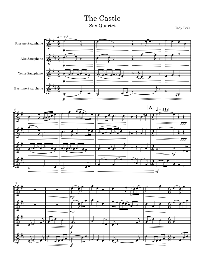 Rhythm and Time for Sax Quartet Sheet music for Saxophone alto, Saxophone tenor, Saxophone ...