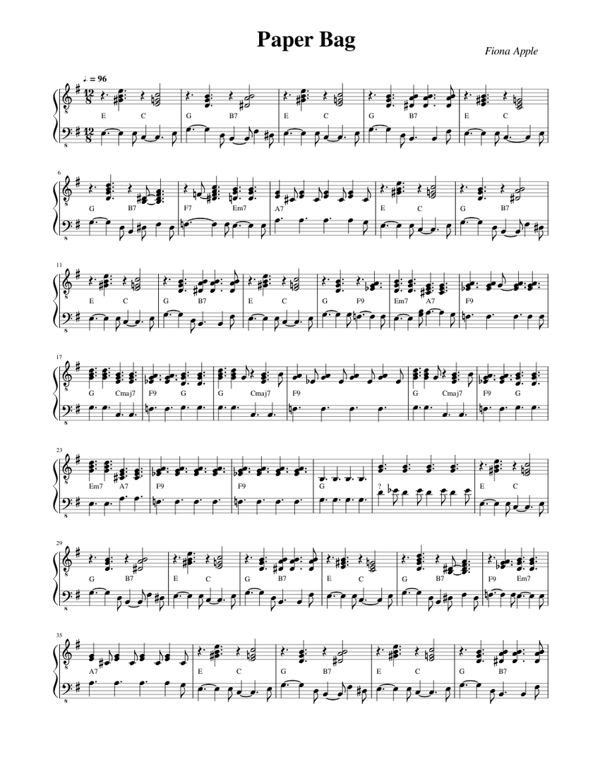 Fiona Apple Paper Bag Sheet music for Piano (Solo) Easy