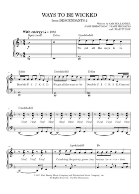 Free Ways To Be Wicked (From Disney's Descendants 2) by Dove Cameron,  Cameron Boyce, Booboo Stewart & Sofia Carson sheet music | Download PDF or  print on Musescore.com