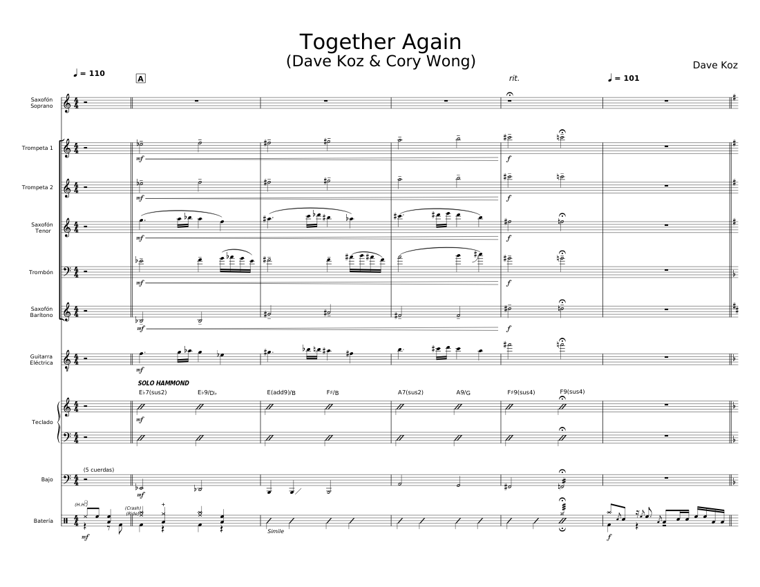 Together Again - Dave Koz &amp; Cory Wong Sheet Music for Piano, Trombone, Saxophone tenor ...