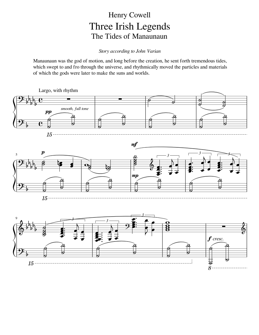 Henry Cowell - The Tides of Manaunaun Sheet music for Piano (Solo) |  Musescore.com