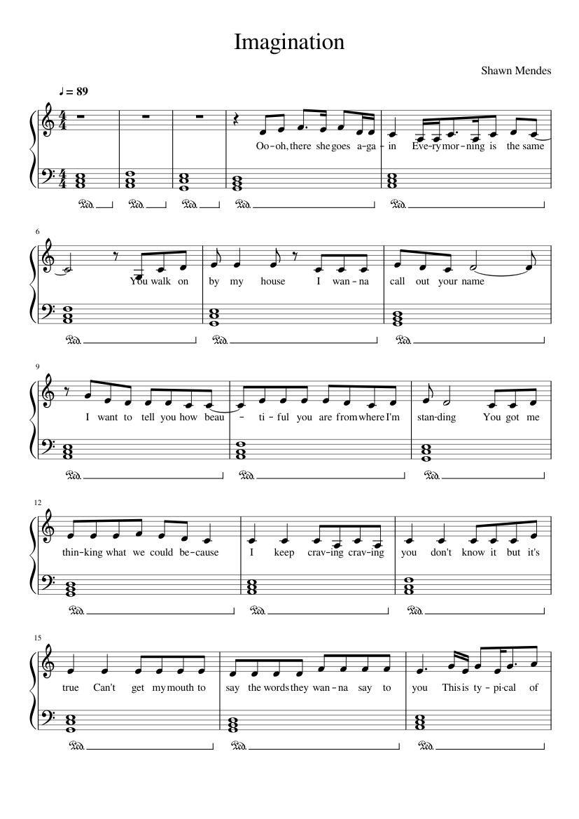 Imagination Shawn Mendes Sheet Music for Piano (Solo) Easy | MuseScore.com