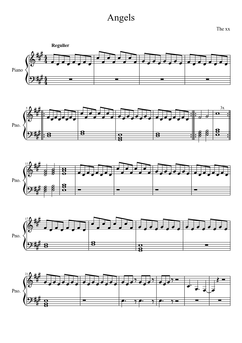 Angels - The xx Sheet music for Piano (Solo) | Musescore.com