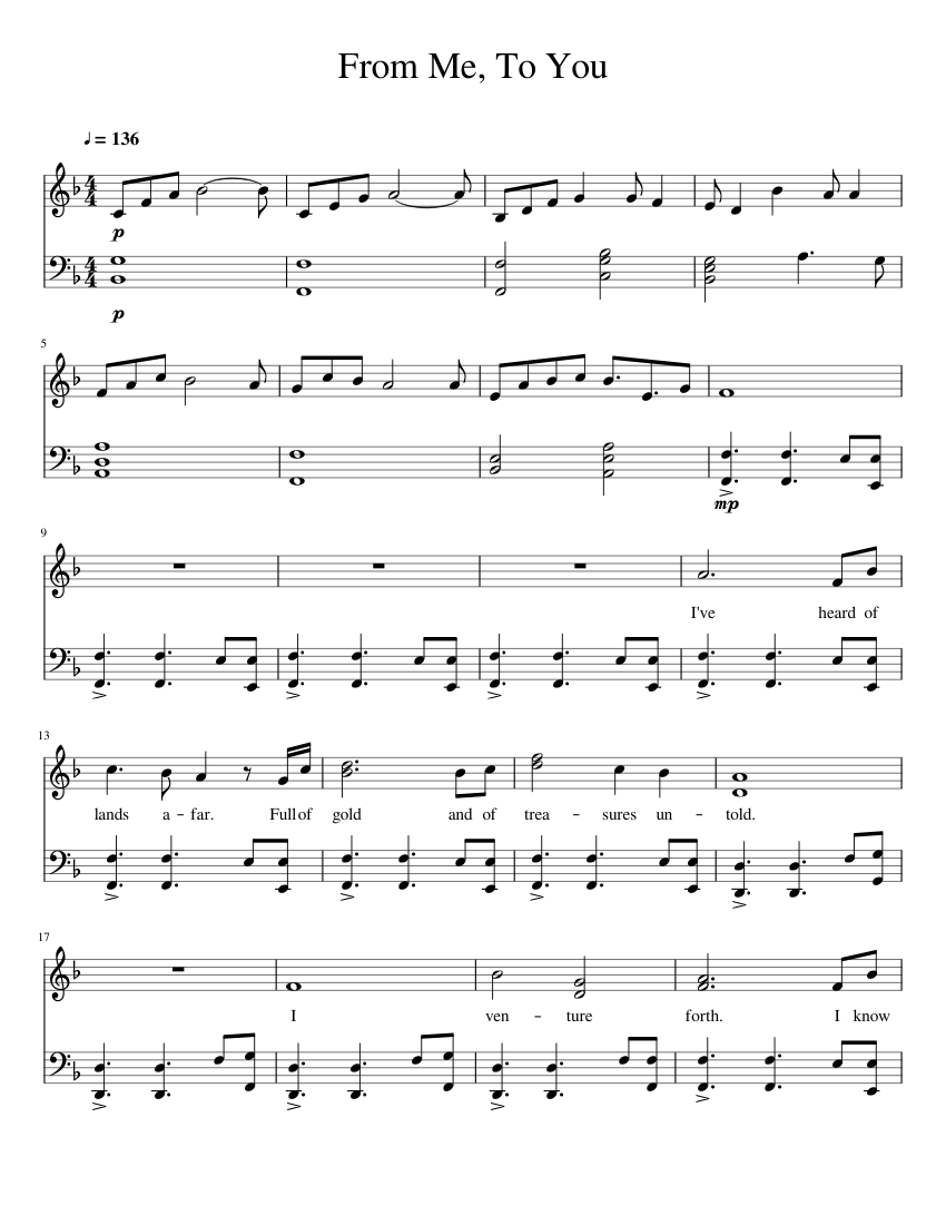From Me To You Sheet Music For Piano Solo Download And Print In Pdf Or Midi Free Sheet Music With Lyrics Musescore Com