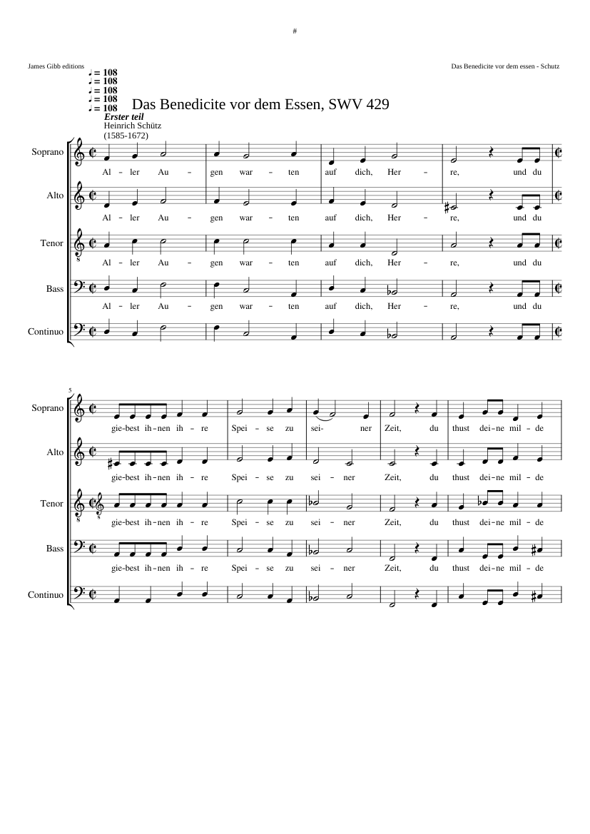 Das Benedicite vor dem Essen SWV 429