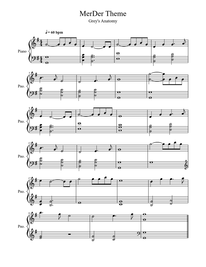 Merder Theme Sheet Music For Piano Solo Musescore Com