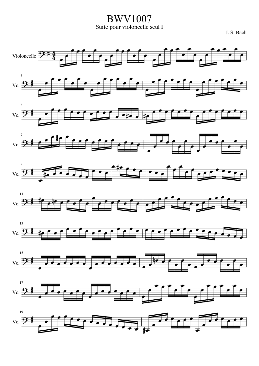 Cello Suite No.1 in G major BWV 1007