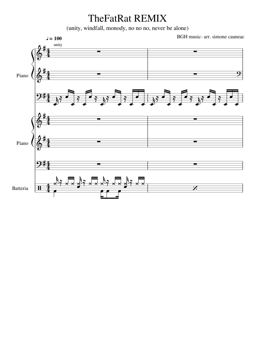 TheFatRat REMIX Sheet music for Piano, Drum group (Mixed Trio) |  Musescore.com