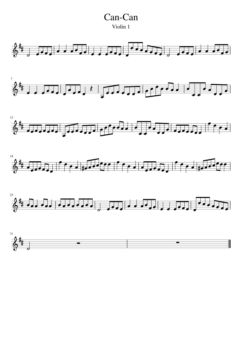 Can-Can Sheet Music for Violin (Solo) | MuseScore.com