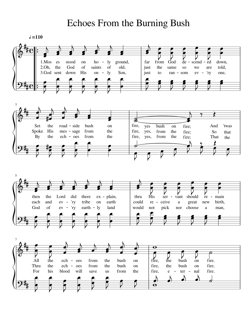 Echoes From The Burning Bush Sheet Music For Piano Solo Musescore Com