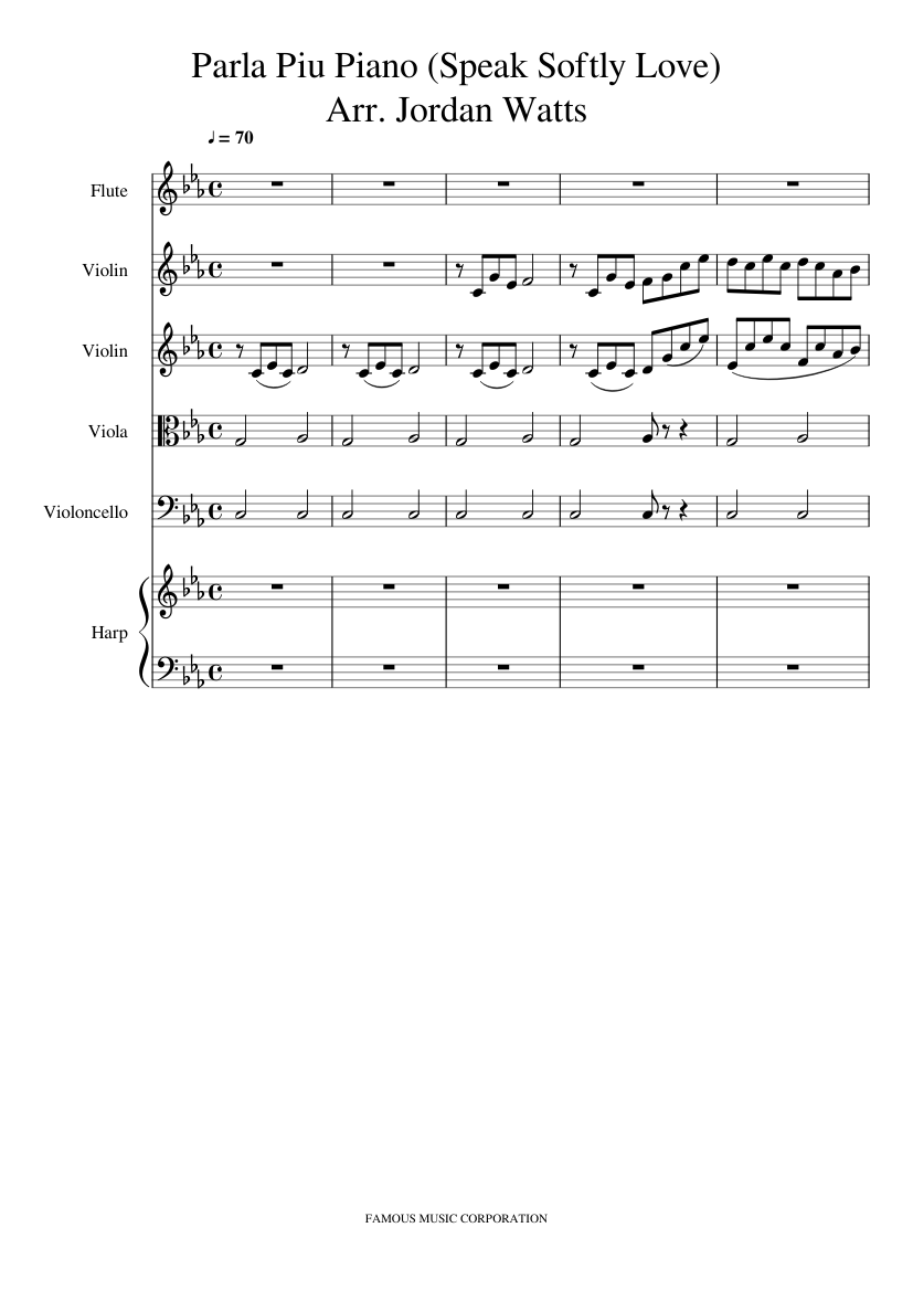 The Godfather Theme Sheet music for Violin, Flute, Cello, Viola & more  instruments (Mixed Ensemble) | Musescore.com