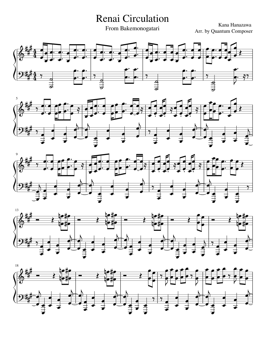 Renai Circulation Sheet music for Piano (Solo) Musescore.com.