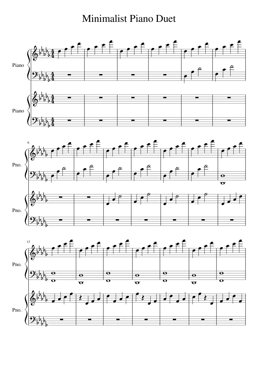 Minimalist Piano Duet Sheet music for Piano (Piano Duo) | Musescore.com