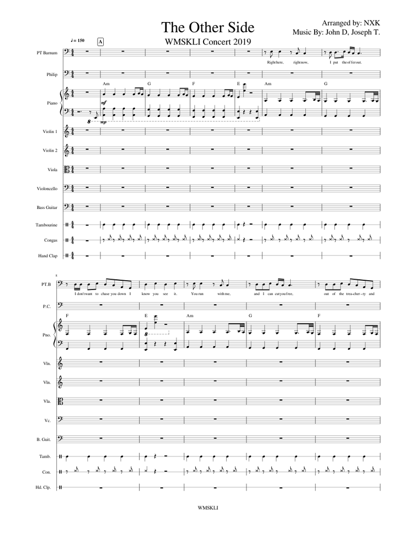 The Other Side Sheet music for Piano, Tambourine, Violin, Viola &amp; more ...