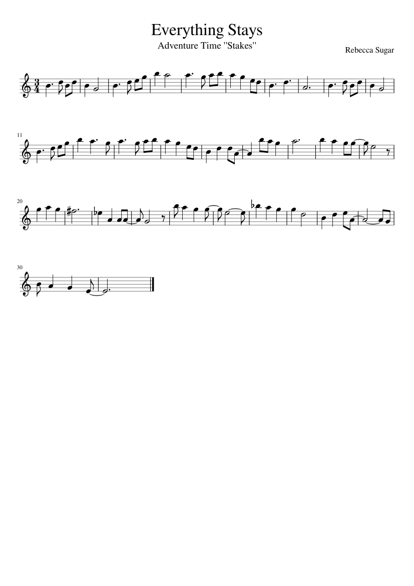 Everything Stays Sheet music for Flute (Solo) | Musescore.com
