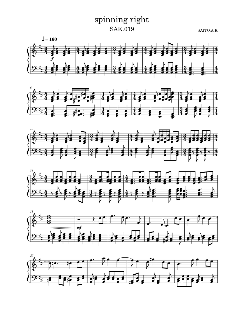 spinning right Sheet music for Piano (Solo)