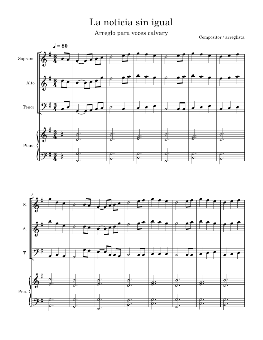 La noticia sin igual Sheet music for Piano, Synthesizer (Mixed Quartet ...
