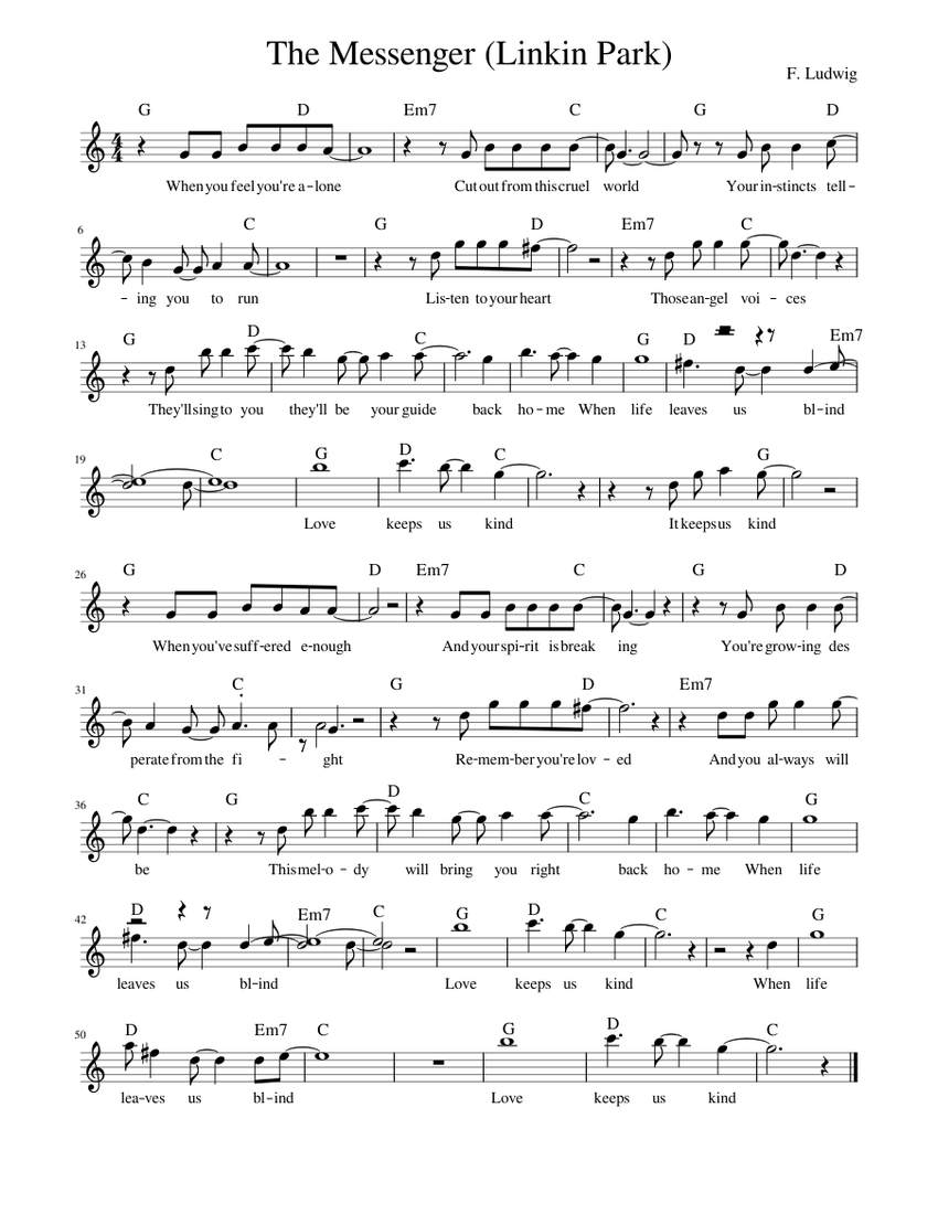The_Messenger_(Linkin_Park) Sheet music for Piano (Solo) Easy ...