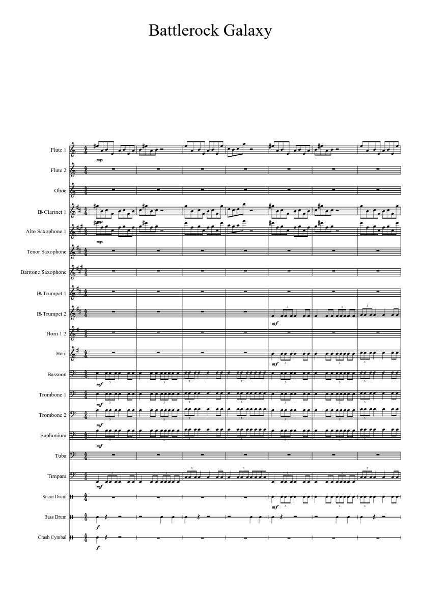 Battlerock Galaxy Sheet Music For Trombone Flute Tuba Oboe More Instruments Mixed Ensemble Musescore Com