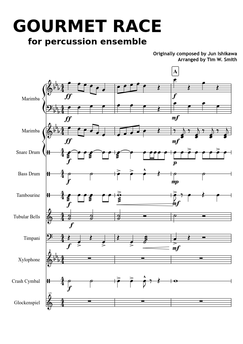 Gourmet Race for Percussion Ensemble Sheet music for Timpani (Solo ...