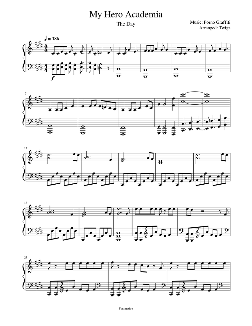 My Hero Academia OP 1 The Day Sheet music for Piano (Solo) | Musescore.com
