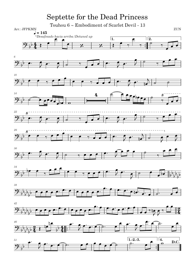 13. Septette for the Dead Princess Sheet music for Trombone (Solo ...