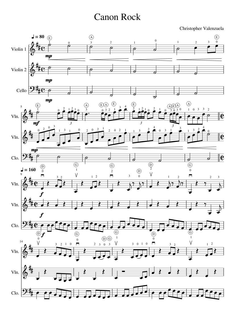 Canon Rock Sheet music for Violin, Cello (Mixed Trio) | Musescore.com