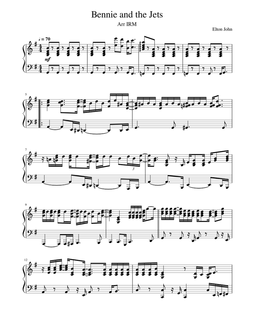 Bennie and the Jets Sheet music for Piano (Solo) | Musescore.com