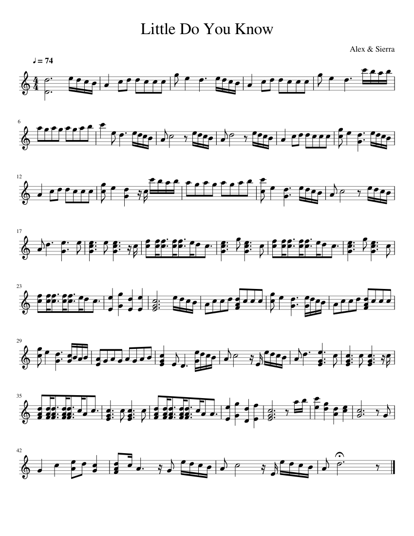 Little Do You Know Sheet Music For Flute Solo Musescore Com verse 1 drinking in the water looking at the wider tides sitting by the benches like a damsel wallflower tell me now what you want what you want tell me now, tell me now, don? little do you know sheet music for