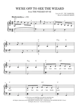 We're Off To See The Wizard (Lead sheet with lyrics ) Sheet music for Piano  (Solo) Easy