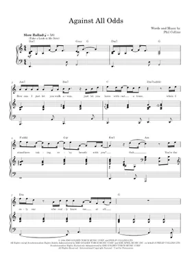 Free Against All Odds (Take A Look At Me Now) by Phil Collins sheet music |  Download PDF or print on Musescore.com