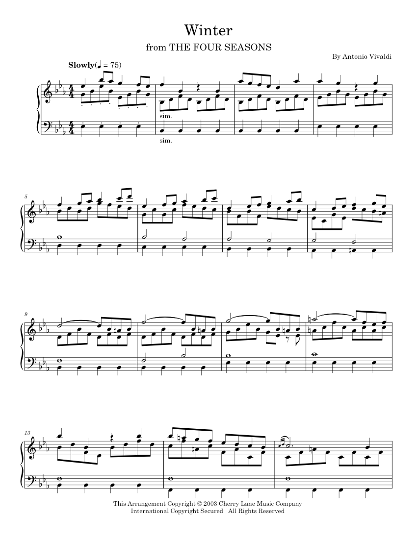 Play Official version of The Four Seasons - Winter Sheet Music by ...