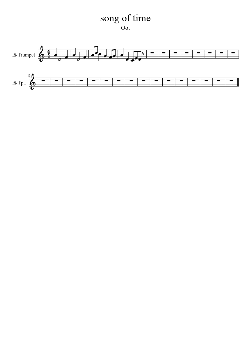 Song Of Time Tutorial Song of Time Sheet Music for Trumpet other (Solo) | MuseScore.com