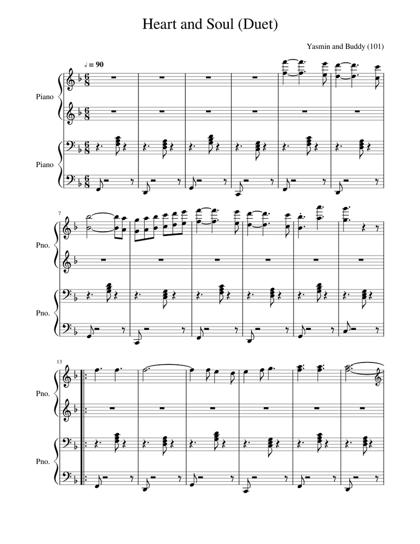 Heart and Soul (Piano Duet) Sheet music for Piano (Piano Duo) |  Musescore.com