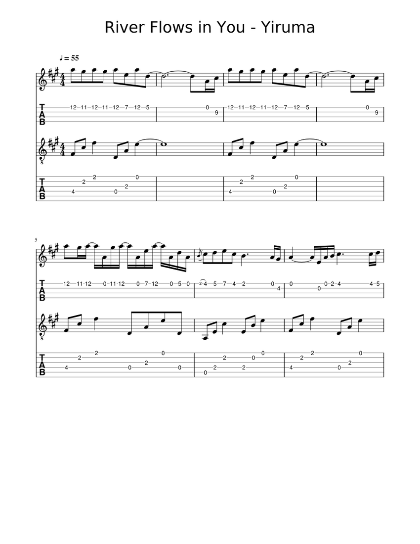 River Flows In You - Yiruma Sheet music for Guitar, Ukulele (Mixed Duet) |  Musescore.com